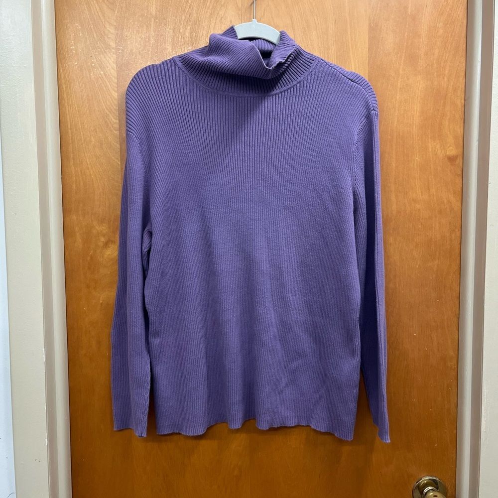 Christopher & Banks Lavender Ribbed turtleneck long sleeve Sweater